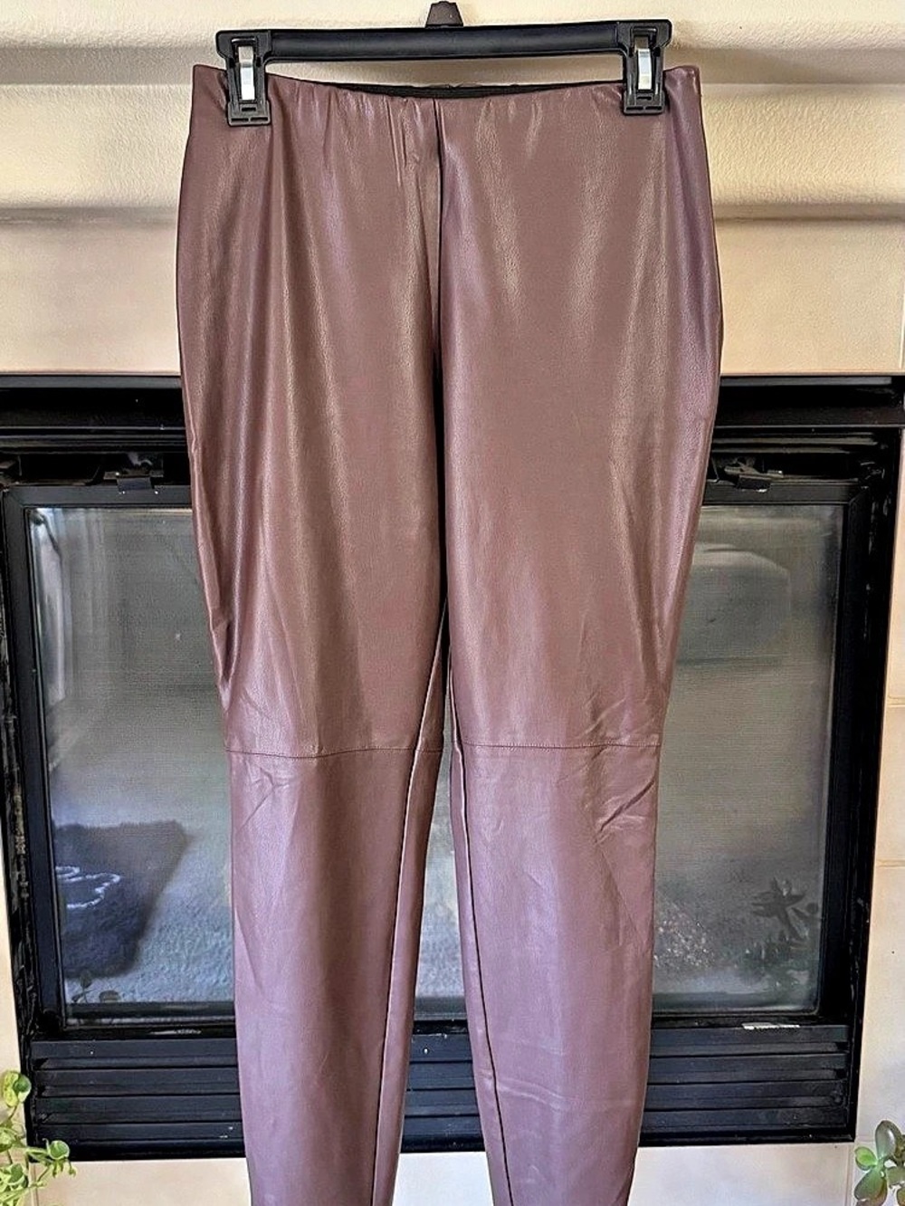 Lisa Rinna Collection faux leather leggings Faux Leather Leggings in Brown Size